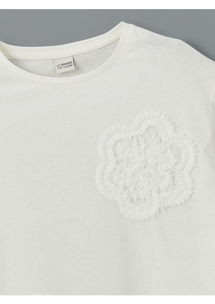 Bisiklet Yaka Çiçekli Kız Çocuk Tişört fiyatları