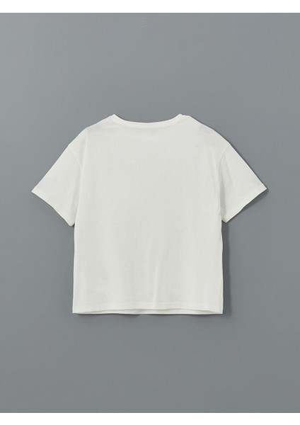 Bisiklet Yaka Çiçekli Kız Çocuk Tişört modelleri