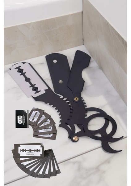 Shave S9 Full Metal Manuel Tıraş Makinesi + U4 Full Metal Ustura + 20'li Platinum Jilet