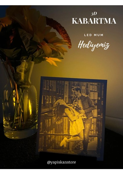 (Mum ve Stand Hediyeli) Kişiye Özel 3D Fotoğraf Baskıları Photo Resim Hediye Sevgili Dekora Tasarım Kişi