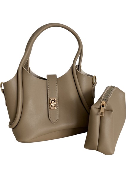 Kadın Küçük Boy Vizon Iç Çantalı Şık El ve Omuz Çantası