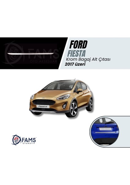 Ford Fiesta 2017 Üzeri Krom Bagaj Alt Çıtası Paslanmaz Çelik