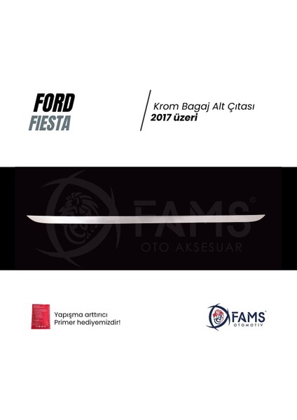 Ford Fiesta 2017 Üzeri Krom Bagaj Alt Çıtası Paslanmaz Çelik