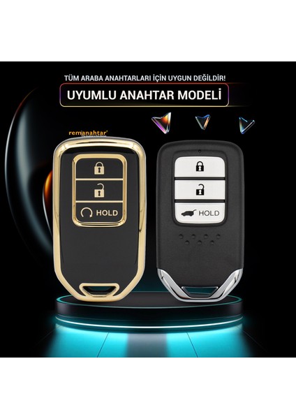 Crv 3 Buton Smart Nano Anahtar Kılıfı Siyah