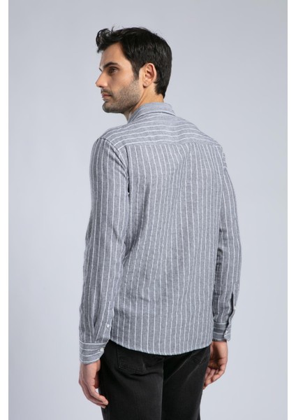 Nısjos Erkek U.kol Dokuma Gömlek Gri modelleri