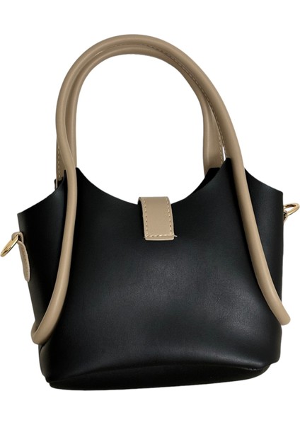 Kadın Küçük Boy Siyah- Vizon Iç Çantalı Şık El ve Omuz Çantası fiyatları