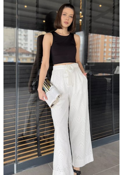 Kadın Yüksek Bel Fistolu Bel Lastikli Kuşaklı Pantolon fiyatları