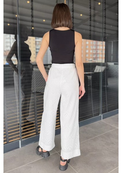 Kadın Yüksek Bel Fistolu Bel Lastikli Kuşaklı Pantolon modelleri