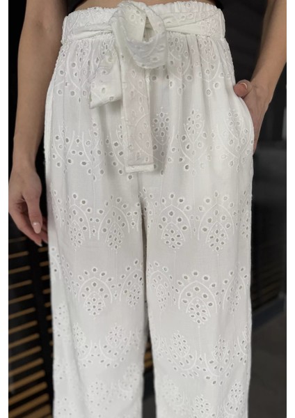 Kadın Yüksek Bel Fistolu Bel Lastikli Kuşaklı Pantolon fırsatları