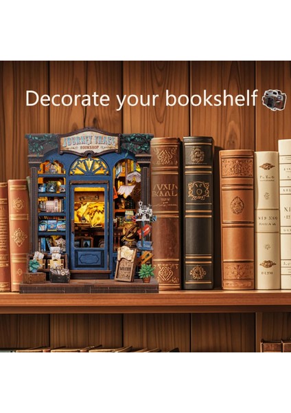 Journey Trace Bookshop - 2025 Yeni Stil Mini Book Nook Kiti, Kendin Yap Oyuncak, Minyatür Ev Kiti, LED Işıklı, Booknook Evleri, Maket Yapı Setleri (CWGC204) - Seyahatin Izinde Kitabevi fiyatları