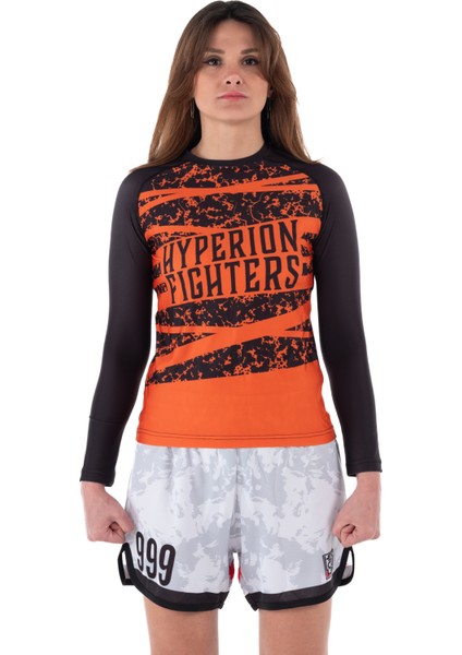Turuncu Uzun Kollu Rashguard - Unisex Dövüş ve Antrenman Üstü (Bjj, Mma, Kick Boks, Crossfit, Fitness)