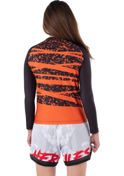 Turuncu Uzun Kollu Rashguard - Unisex Dövüş ve Antrenman Üstü (Bjj, Mma, Kick Boks, Crossfit, Fitness)