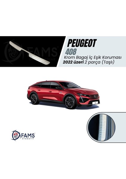 Peugeot 408 Krom Bagaj Iç Eşik Koruma 2022> Taşlı Paslanmaz Çelik
