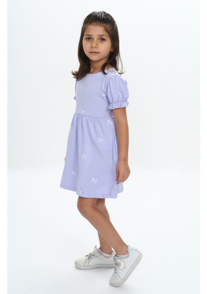 Kız Çocuk Mini Fiyonk Baskılı Elbise modelleri