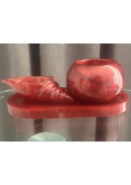 Deniz Kabuklu 3 Lü Ev Dekorasyon Seti, Saklama Kiti, Mumluk, Anahtarlık