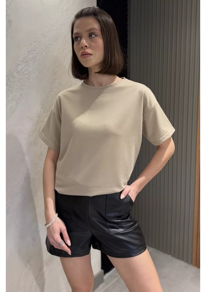 Kadın Bisiklet Yaka Basic Tişört P-00015063