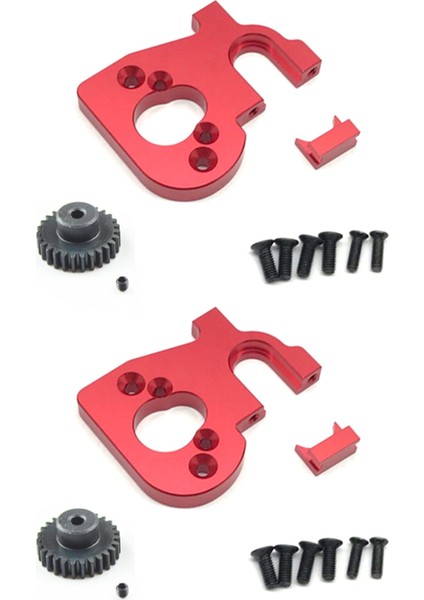 2x Rc Araba Motor Montaj Tutucusu, 144001 Için Motor Dişlisi Ile, Kırmızı (Yurt Dışından)