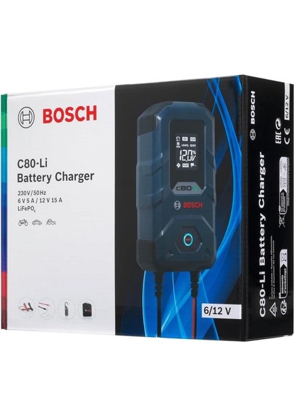 6V-12V ŞARJ REDRESÖRÜ (AKÜ ŞARJ CİHAZI) OTOMATİK C80-Li (6V-5 A / 12V-15 A) (+LİFePO4 LITHIUM) fırsatları