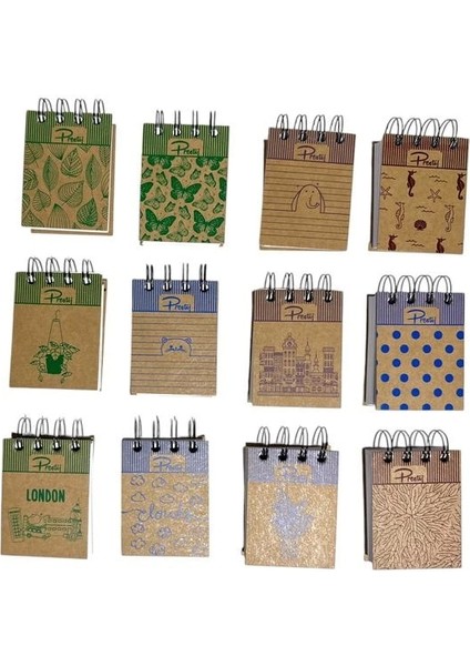 6x8 Mini Üstten Spiralli Kraft Sert Kapak 144 Yp Çizgisiz Not Defteri -Tekli