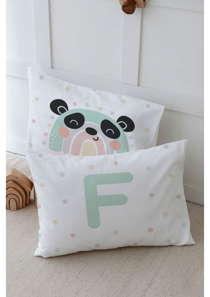 2'li Yastık Kılıfı (35X45) Mint Mavi Panda - Harf Serisi - F Harfi fiyatları