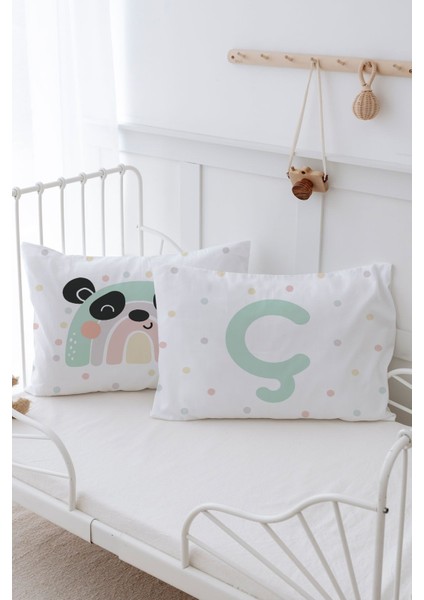 2'li Yastık Kılıfı (35X45) Mint Mavi Panda - Harf Serisi - Ç Harfi modelleri