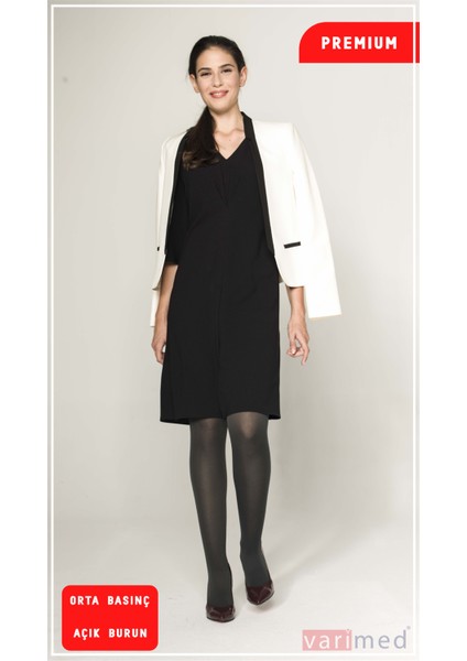 V32302 Premium CCL2 Orta Basınç Diz Üstü Açık Burun Normal Boy Çorabı