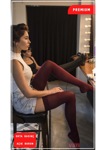 V32302 Premium CCL2 Orta Basınç Diz Üstü Açık Burun Normal Boy Çorabı modelleri