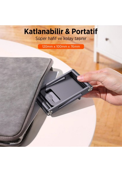 Alüminyum Katlanabilir Metal Masaüstü Telefon Tutucu Standı Uzay Grisi fırsatları
