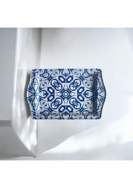 Osmanlı Motifli Seramik Desenli Modern Ramazan Dekoratif Tepsi 25 cm fiyatları