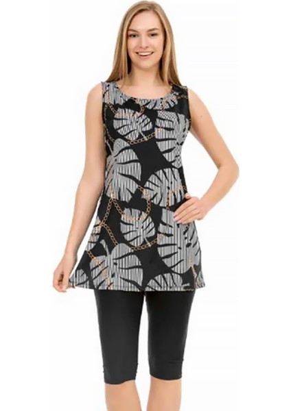 Sıfır Kol Taytlı Yarı Kapalı Mayo 158-515 Siyah fırsatları