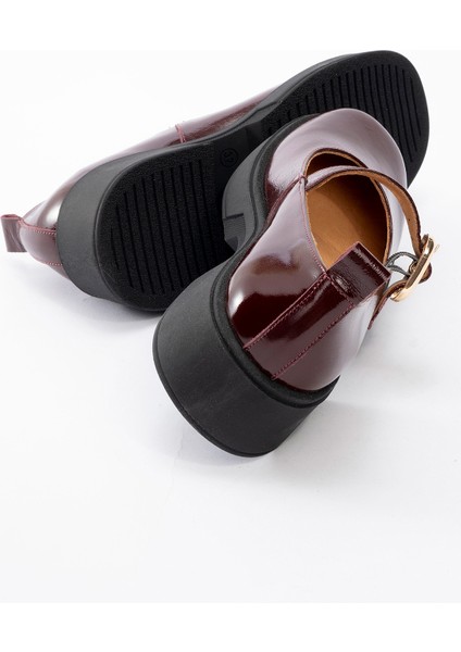 Kadın Kalın Topuklu Tek Bantlı Tokalı Mary Jane Casual Ayakkabı Rugan Deri Rc 4444 Siyah fırsatları