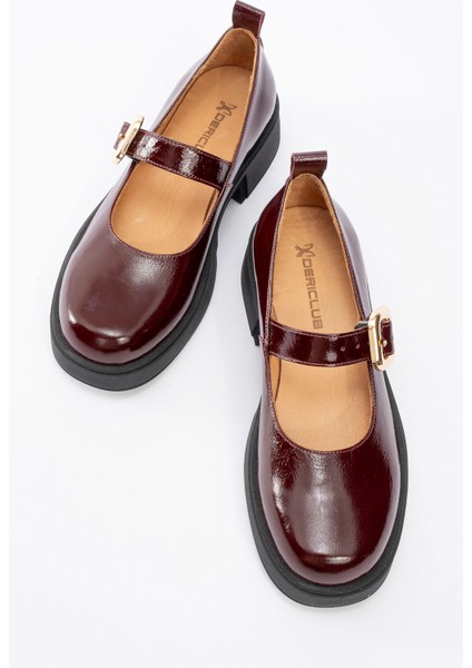 Kadın Kalın Topuklu Tek Bantlı Tokalı Mary Jane Casual Ayakkabı Rugan Deri Rc 4444 Siyah indirimleri