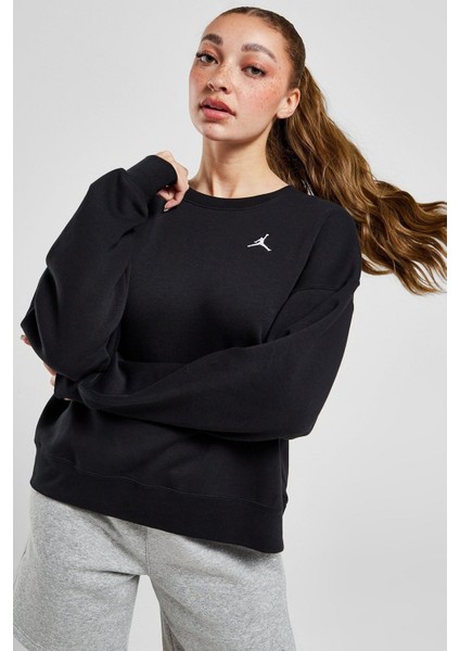 Women's Jordan Essential Crew Loose Fit Kadın Büyük Beden Sweatshirt Siyah