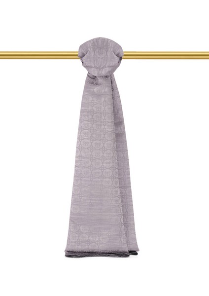 Ametist Kelebek Monogram Desen Ipek Pamuk Şal