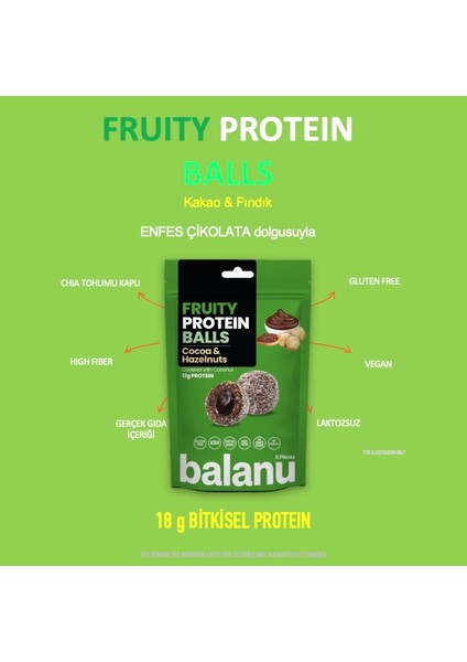 Fruity Meyveli Protein Topları Kakao Dolgulu ve Fındıklı Atıştırmalık 110G
