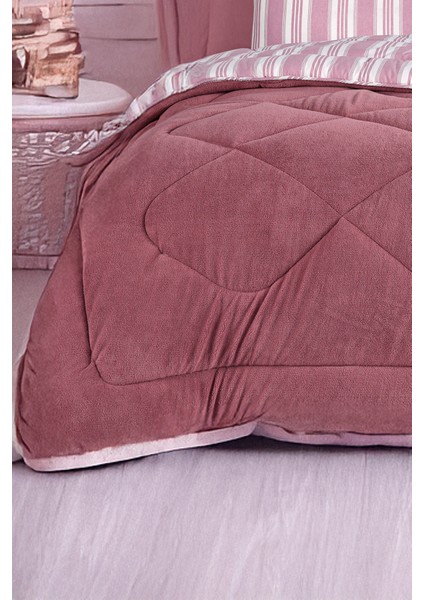 Comfort Set Yeni Nesil Wellsoft Yorganlı 3 Parça Çift Kişilik Soft Line Bordo