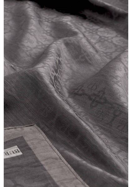 Füme Kelebek Monogram Desen Ipek Pamuk Şal modelleri