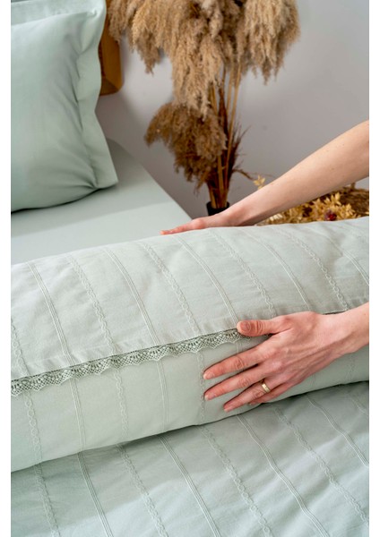 Jasmin Mint Yeşil Çift Kişilik 6 Parça Jakarlı Nevresim Takımı & Çeyiz Seti
