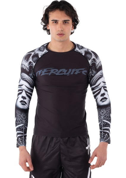 Siyah Uzun Kollu Rashguard - Unisex Dövüş ve Antrenman Üstü (Bjj, Mma, Kick Boks, Crossfit, Fitness)