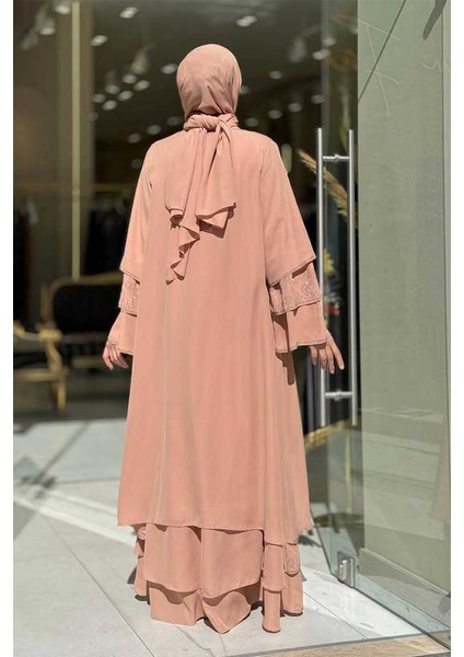 Taş Detaylı Şal ve Abaya Ikili Takım 70001 Taba fiyatları