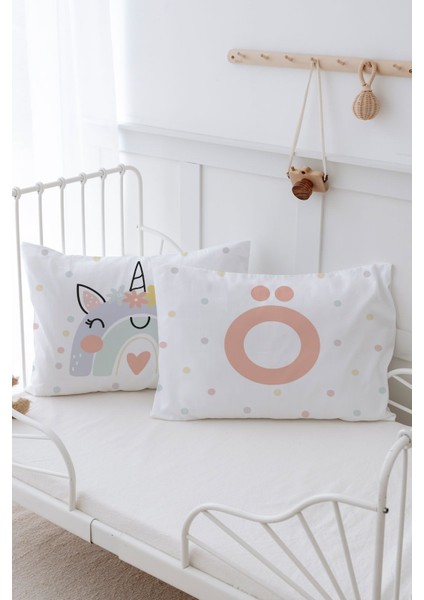 2'li Yastık Kılıfı (35X45) Somon Unicorn - Harf Serisi - Ö Harfi