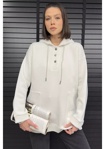 Kadın Çift Cepli Kapüşonlu Üç Iplik Şardonlu Sweatshirt fiyatları