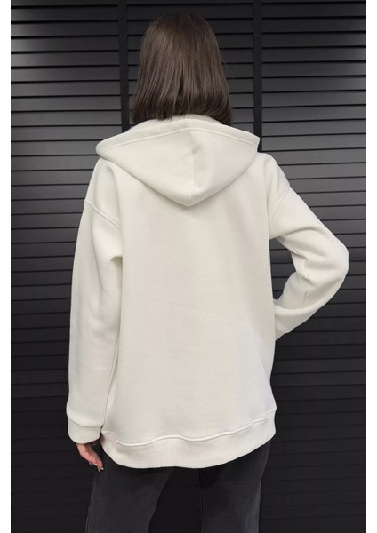 Kadın Çift Cepli Kapüşonlu Üç Iplik Şardonlu Sweatshirt modelleri