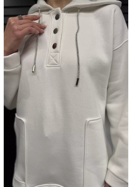 Kadın Çift Cepli Kapüşonlu Üç Iplik Şardonlu Sweatshirt fırsatları