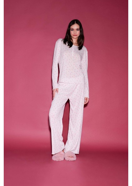 Pijama Takımı Uzun Kollu Üst Uzun Altı-Fall in Love D8457AX25SP