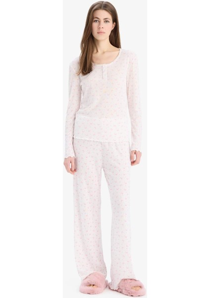 Pijama Takımı Uzun Kollu Üst Uzun Altı-Fall in Love D8457AX25SP