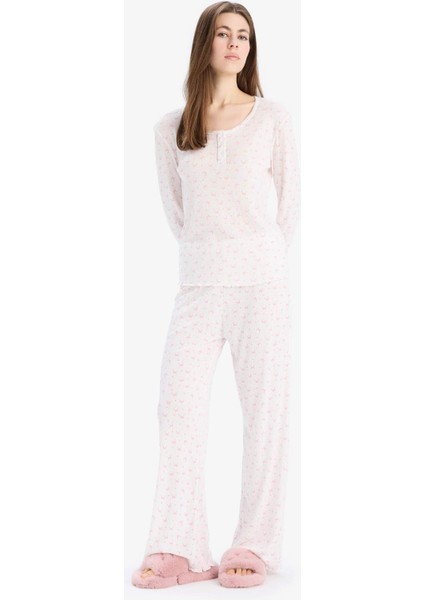 Pijama Takımı Uzun Kollu Üst Uzun Altı-Fall in Love D8457AX25SP
