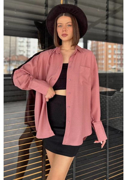 Kadın Tek Cepli Salaş Gömlek