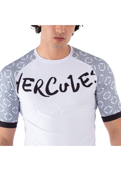 Beyaz Kısa Kollu Rashguard - Unisex Dövüş ve Antrenman Üstü (Bjj, Mma, Kick Boks, Crossfit, Fitness) fırsatları