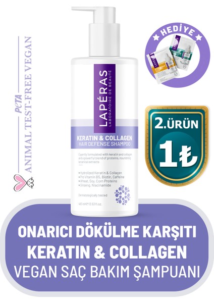 Besleyici Onarıcı ve Dökülme Karşıtı Keratin & Collagen Saç Bakım Şampuanı 400 ml